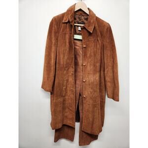 Vintage Via Accenti Women's 2pc Suede Pants & Coat Set, Size A4, In Brown Color